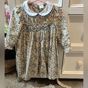 Edgehill Collection Baby Dress with Blue Embroidery